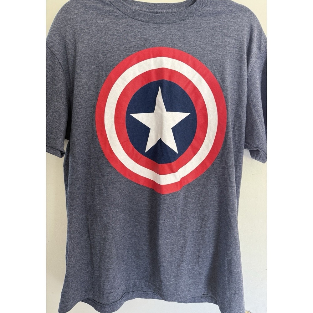 Marvel Mens Captain America‎  Shield Graphic Navy Heather Shirt L 42/44